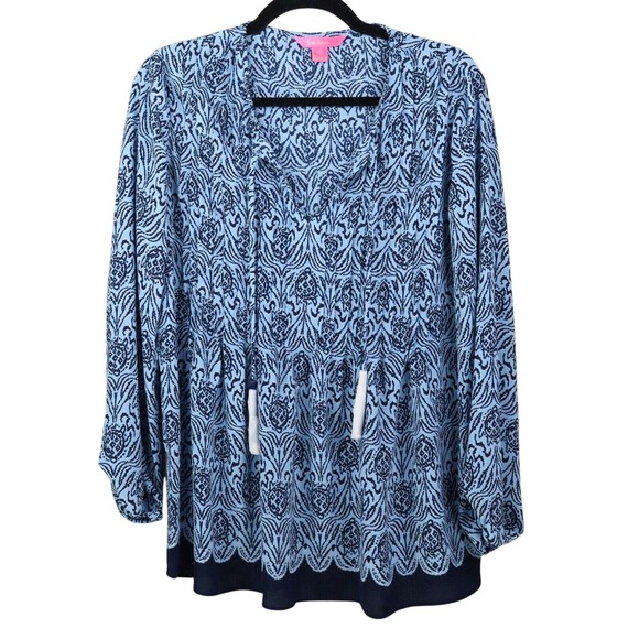 Lilly Pulitzer Tunic Top Women's Size Small Blue Bell Sleeve Beach‎ Vacation - Picture 1 of 6